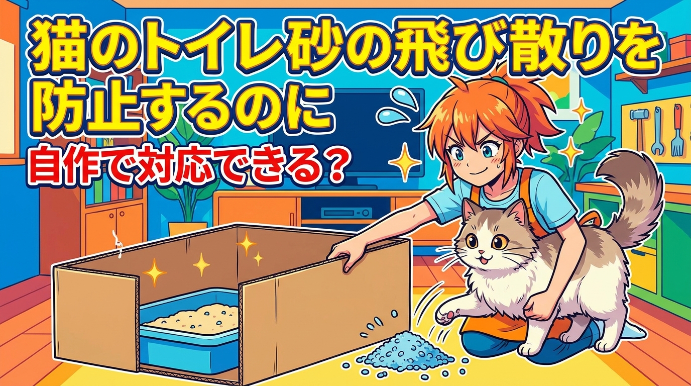 猫のトイレ砂の飛び散りを防止するのに自作で対応できる?