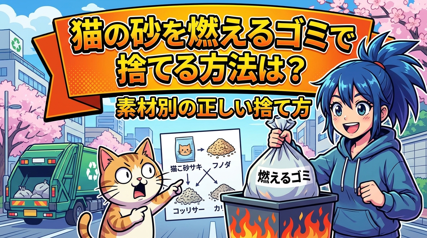 猫の砂を燃えるゴミで捨てる方法は?素材別の正しい捨て方