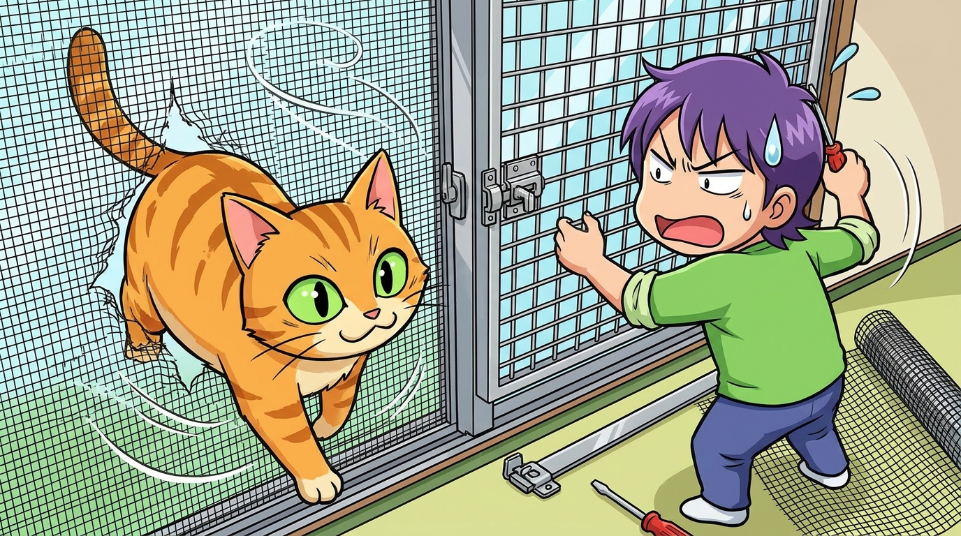 猫の網戸脱走は複数の対策を組み合わせることが正解
