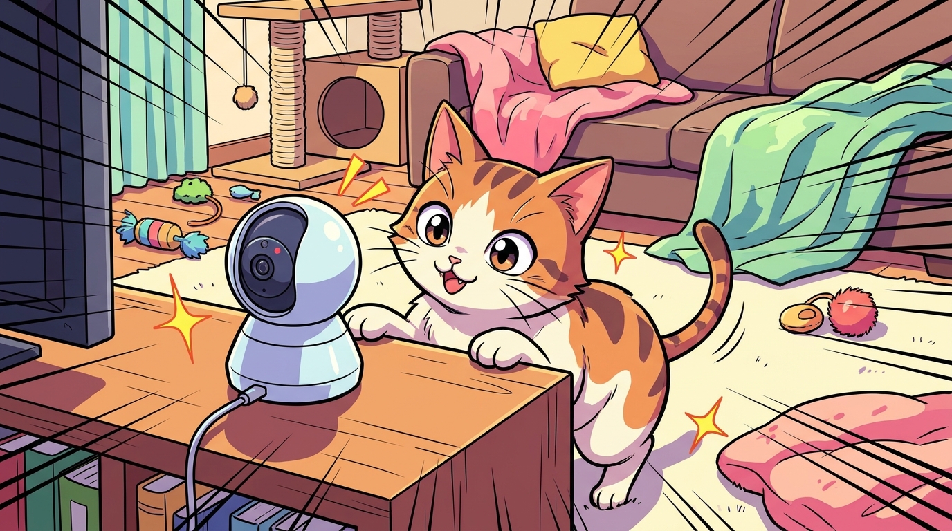 安いカメラでも、猫の留守番見守りには充分な機能がそろっています