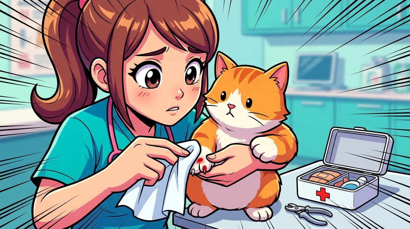 猫の爪切りで血が出たときは、まず圧迫止血を!