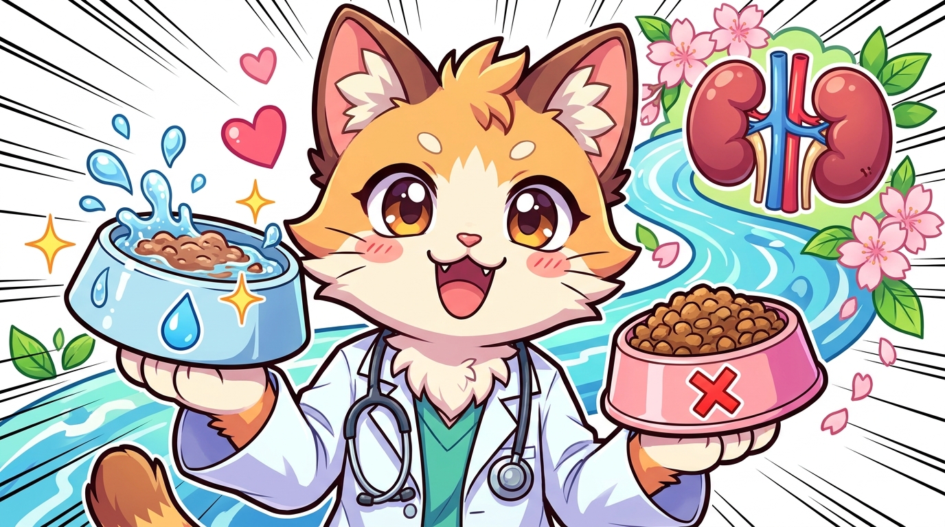 猫の腎臓病予防フードは「水分重視」と「リン・ナトリウム管理」が鍵