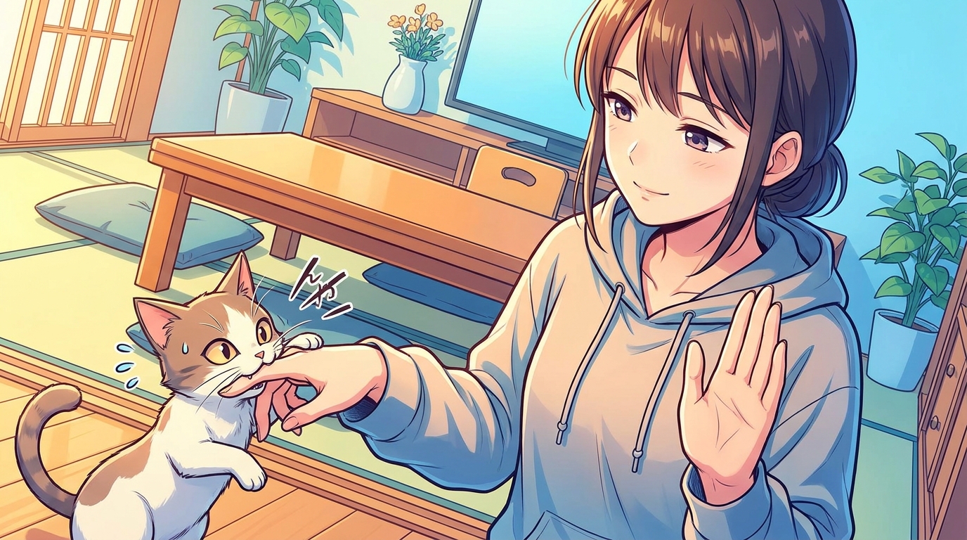 猫の甘噛みが痛いときは、怒らずに「静かに中断する」が正解
