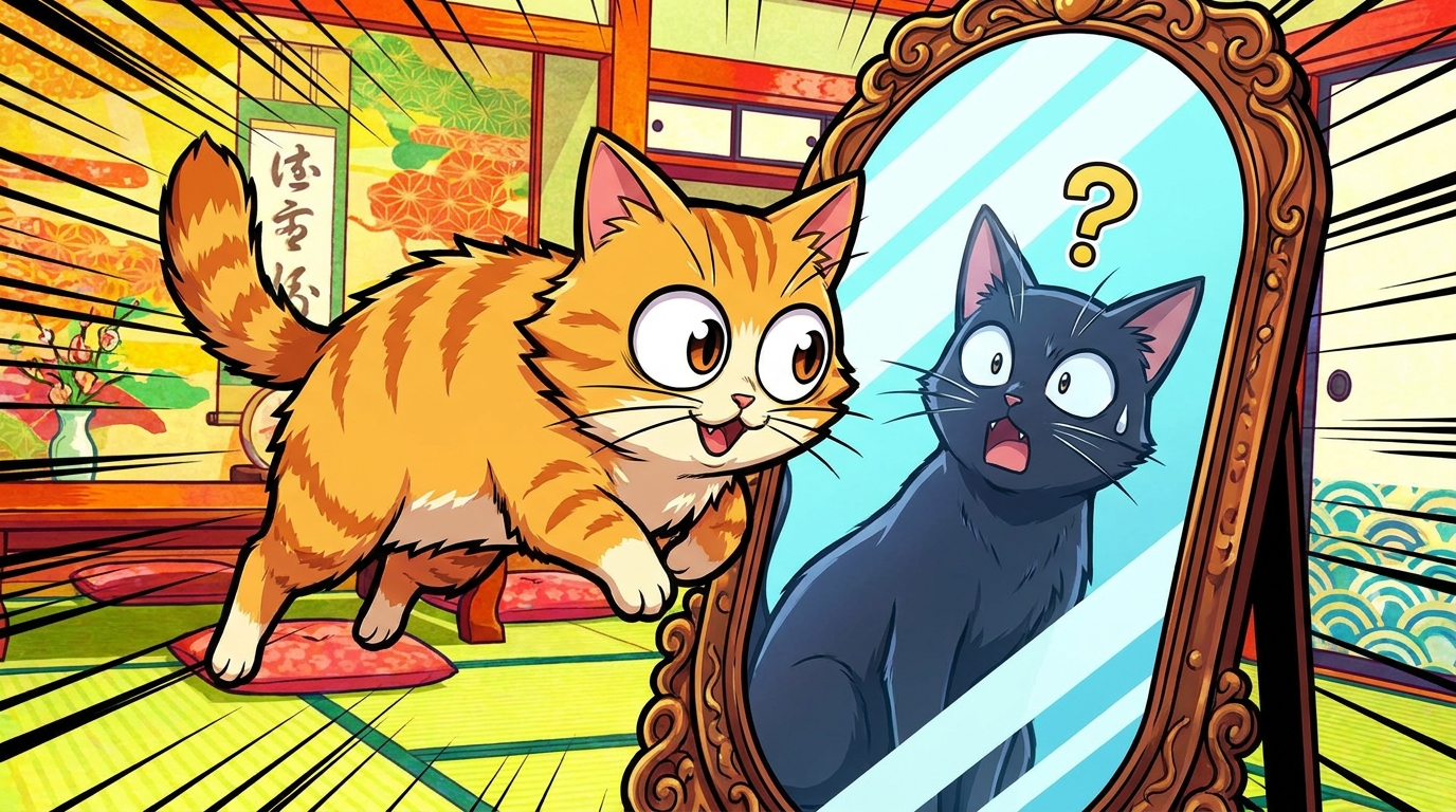 猫は鏡に映った自分を、自分だと認識していません
